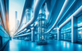 Ein lichtdurchflutetes, modernes Rechenzentrum mit freundlichen IT-Experten in entspannter Zusammenarbeit, die auf Bildschirme blicken, während warme Sonneneinstrahlung die Hightech-Umgebung in ein einladendes, futuristisches Ambiente taucht und so den innovativen Einsatz von KI im Hardware-Monitoring lebendig und menschlich visualisiert.