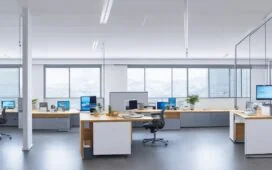 Ein warmes, natürlich ausgeleuchtetes Büro mit mehreren entspannten IT-Profis in moderner Kleidung, die konzentriert an Laptops mit übersichtlichen Code- und Container-Dashboards arbeiten, während durch große Fenster sanftes Sonnenlicht fällt und eine freundliche, zukunftsorientierte Atmosphäre voller Fortschritt und Zusammenarbeit schafft.