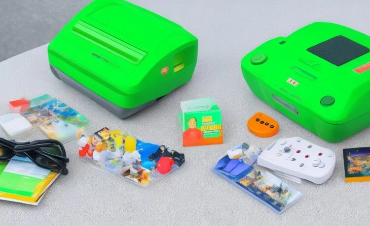 Ein sonnendurchfluteter, heller Arbeitsplatz mit einem Nintendo 64 und dem charakteristischen grünen Expansion Pak, umgeben von nostalgischen Spielekassetten und dezenten technischen Details, die eine warme, einladende Atmosphäre voller Erinnerung und Innovationsgeist ausstrahlt.