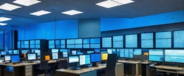 In einem hell erleuchteten, modernen Labor sitzen lächelnde Wissenschaftlerinnen und Wissenschaftler konzentriert vor hochentwickelten Computerdisplays und mikroelektronischen Schaltkreisen, wobei warme Sonnenstrahlen durch große Fenster fallen und eine freundliche, inspirierende Atmosphäre schaffen, die Fortschritt und menschliche Nähe in der neuromorphen KI-Forschung verbindet.