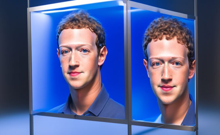 Ein strahlend helles, natürlich beleuchtetes Porträt von Mark Zuckerberg in moderner Büroumgebung, umgeben von futuristischer Technologie wie transparenten Displays und smarten Brillen, das mit warmen Farbtönen und einem freundlichen, optimistischen Ausdruck die Vision persönlicher KI-Superintelligenzen als vertrauensvolle, digitale Begleiter lebendig und zugänglich vermittelt.