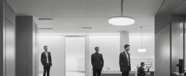 Ein freundliches, natürlich beleuchtetes Porträt eines jungen Entwicklers in einem modernen Büro, umgeben von mehreren Bildschirmen mit geöffneter Programmierumgebung, das die sonnendurchflutete, inspirierende Atmosphäre einer innovativen Webentwicklung mit Blazor und .NET 10 widerspiegelt.
