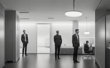 Ein freundliches, natürlich beleuchtetes Porträt eines jungen Entwicklers in einem modernen Büro, umgeben von mehreren Bildschirmen mit geöffneter Programmierumgebung, das die sonnendurchflutete, inspirierende Atmosphäre einer innovativen Webentwicklung mit Blazor und .NET 10 widerspiegelt.
