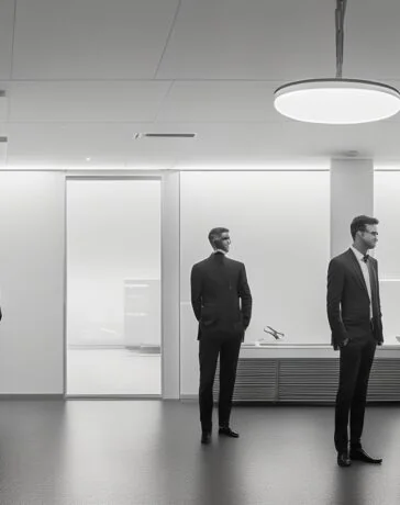 Ein freundliches, natürlich beleuchtetes Porträt eines jungen Entwicklers in einem modernen Büro, umgeben von mehreren Bildschirmen mit geöffneter Programmierumgebung, das die sonnendurchflutete, inspirierende Atmosphäre einer innovativen Webentwicklung mit Blazor und .NET 10 widerspiegelt.