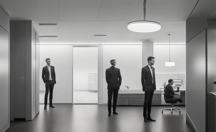 Ein freundliches, natürlich beleuchtetes Porträt eines jungen Entwicklers in einem modernen Büro, umgeben von mehreren Bildschirmen mit geöffneter Programmierumgebung, das die sonnendurchflutete, inspirierende Atmosphäre einer innovativen Webentwicklung mit Blazor und .NET 10 widerspiegelt.