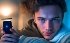 Ein warmes, natürlich beleuchtetes Close-up eines lächelnden jungen Erwachsenen, der entspannt sein Samsung-Smartphone in der Hand hält, während im Hintergrund ein gemütlich eingerichteter Wohnraum mit sanften Sonnenstrahlen den Raum durchflutet und so Vertrauen und Sicherheit beim Schutz persönlicher Daten symbolisiert.