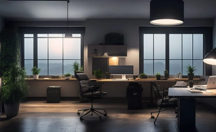 In einem lichtdurchfluteten, modernen Büro sitzt eine aufgeschlossene Software-Entwicklerin entspannt vor ihrem Laptop, während warme Sonnenstrahlen durch das Panoramafenster fallen und den Raum mit freundlicher Atmosphäre erfüllen – ein Symbol für mühelose, kreative Innovation durch die neue KI-gestützte Plattform Github Spark.