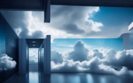 Ein hell ausgeleuchteter moderner Büroarbeitsplatz mit mehreren Bildschirmen, auf denen vernetzte Cloud- und Virtualisierungsarchitekturen sichtbar sind, umgeben von motivierten Fachleuten in entspannter, kollegialer Atmosphäre, die gemeinsam neue IT-Lösungen für hybride Cloud-Infrastrukturen diskutieren.