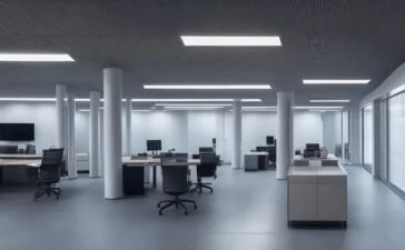 Ein hell erleuchtetes, modernes Büro mit entspannten Entwicklern in lebhaften Gesprächen und konzentrierten Blicken auf Bildschirme, das durch warmes Tageslicht eine einladende Atmosphäre voller Teamgeist und kreativer Energie ausstrahlt.