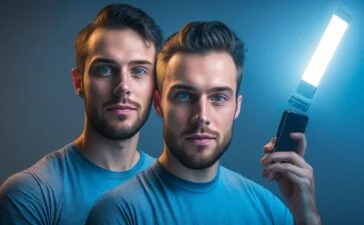 Ein strahlendes, warm ausgeleuchtetes Porträt einer sorglosen Person mittleren Alters, die am hellem Küchentisch konzentriert und selbstbewusst ihr Smartphone prüft, umgeben von einem freundlichen, modernen Wohnambiente, das Sicherheit und achtsames Verhalten im Alltag symbolisiert.