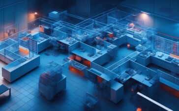 In einem hell erleuchteten, modernen Büro mit warmen Holzakzenten skizziert ein freundlicher Entwickler mit konzentriertem Lächeln an einem großen Bildschirm eine schematische, sechseckige Struktur aus modularen Komponenten, die organisch die Zukunft der Webentwicklung verkörpert.