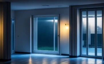 In einem hell erleuchteten, modernen Büroraum arbeitet ein konzentrierter Softwareentwickler vor mehreren Bildschirmen mit komplexem Code, während das warme Sonnenlicht durch große Fenster fällt und eine Atmosphäre von Vertrauen, Innovation und zukunftsorientierter KI-Sicherheit schafft.