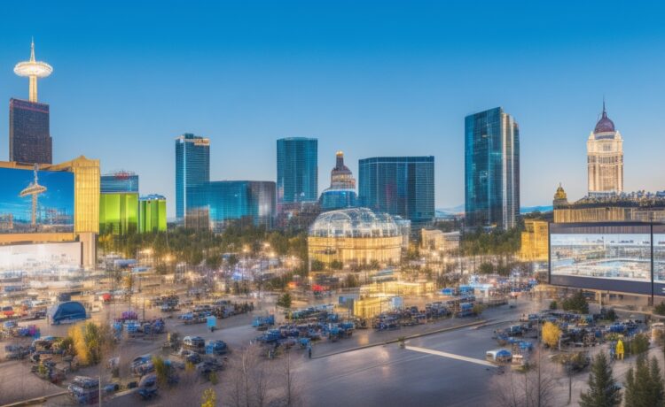 In einem hellem, modern gestalteten Konferenzraum in Las Vegas diskutieren leidenschaftliche IT-Sicherheitsexperten in natürlichem Tageslicht konzentriert und hoffnungsvoll um einen großen Holztisch, umgeben von Laptops und digitalen Visualisierungen, die den Wandel zu sicherer Software verkörpern – ein warmes, inspirierendes Bild voller Energie und kollegialem Austausch.