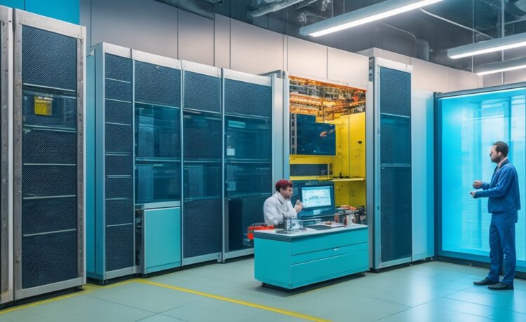 Ein warm beleuchtetes, realitätsnahes Porträt eines nachdenklichen Ingenieurs in einem modernen Labor voller leuchtender Serverracks und Computerbildschirme, das die stille Herausforderung und den Wendepunkt in der Zukunft der autonomen Fahrzeugtechnologien widerspiegelt.