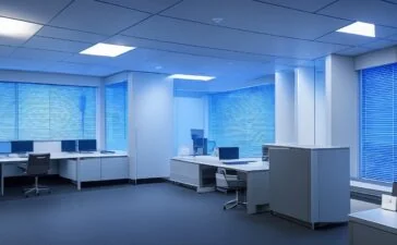 Ein hell erleuchtetes, modernes Büro mit einem nachdenklichen IT-Experten vor mehreren Bildschirmen, die sorgfältig komplexe Sicherheitsdaten anzeigen, während warmes Tageslicht durch große Fenster fällt und eine Atmosphäre von Vertrauen, Verantwortung und digitaler Vernunft schafft.