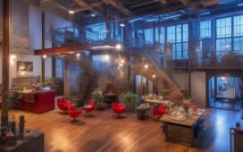 In einem hell erleuchteten, liebevoll dekorierten Industrie-Loft in San Francisco versammelt sich eine warm lächelnde, diverse Gruppe von Menschen vor einem stilvoll gestalteten, nostalgisch anmutenden Server-Sarg, während sanftes Tageslicht durch große Fenster fällt und die Atmosphäre von einem sanften Gefühl des Abschieds und der Gemeinschaft durchdrungen ist.