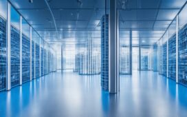 Ein lichtdurchflutetes, modernes IT-Rechenzentrum mit gut gelaunten Fachleuten, die vor transparenten Bildschirmen komplexe Netzwerkdaten analysieren, umgeben von natürlichem Tageslicht und warmen Holztönen, die eine Atmosphäre von Innovation, Nachhaltigkeit und optimierter Energieeffizienz schaffen.