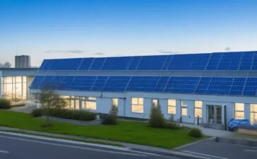 Modernes Rechenzentrum mit großen batteriebetriebenen Energiespeichern in hellem, natürlich beleuchtetem Serverraum, warmes Sonnenlicht strömt durch Fenster und betont die technische Präzision sowie die nachhaltige Zukunftstechnologie in einer einladenden, freundlichen Atmosphäre.