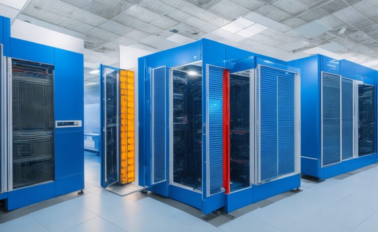 In einem hell erleuchteten, modernen Serverraum der Universität Leipzig strahlt ein hochmoderner Supercomputer in warmem Tageslicht, während Forscher:innen mit freundlichen, konzentrierten Gesichtern gemeinsam an innovativen Zukunftstechnologien arbeiten – ein Sinnbild für Europas digitale Fortschrittsgeschichte und nachhaltige Hightech-Zusammenarbeit.