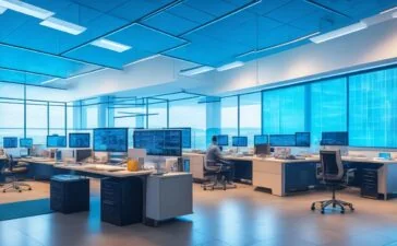 Ein hell erleuchtetes, modernes Büro mit enger Zusammenarbeit von datengestützten Entwicklern und Data-Scientists vor großen Bildschirmen, die komplexe Datenvisualisierungen und Event-Logs zeigen, während sanftes Tageslicht durch große Fenster fällt und eine warme, vertrauensvolle Atmosphäre für präzise KI-Datenverarbeitung schafft.