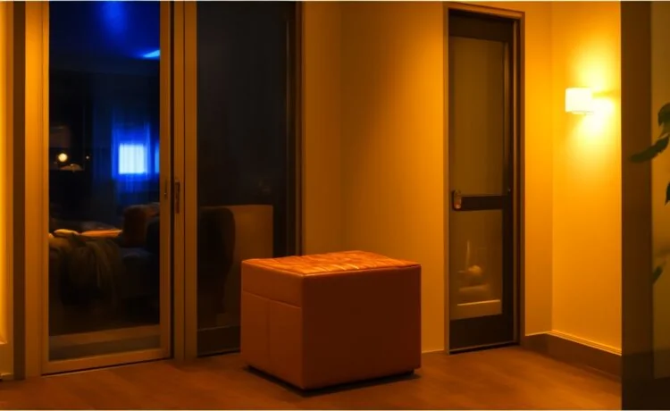 In einem hell erleuchteten, modernen Wohnzimmer hält eine nachdenkliche Frau ein unerwartet eingetroffenes Amazon-Paket in den Händen, während sanftes Tageslicht durch das große Fenster fällt und eine warme, vertrauensvolle Atmosphäre schafft.