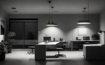 Ein hell erleuchtetes, modernes Büro mit warmem Tageslicht, in dem eine nachdenkliche Person vor mehreren Bildschirmen sitzt, die komplexe Daten und schematische Weltmodelle darstellen, während natürliche Pflanzen und minimalistische Technologie den Raum freundlich und einladend gestalten.