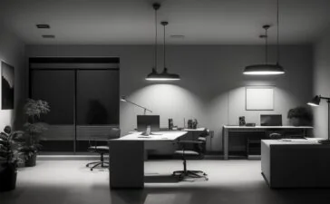 Ein hell erleuchtetes, modernes Büro mit warmem Tageslicht, in dem eine nachdenkliche Person vor mehreren Bildschirmen sitzt, die komplexe Daten und schematische Weltmodelle darstellen, während natürliche Pflanzen und minimalistische Technologie den Raum freundlich und einladend gestalten.