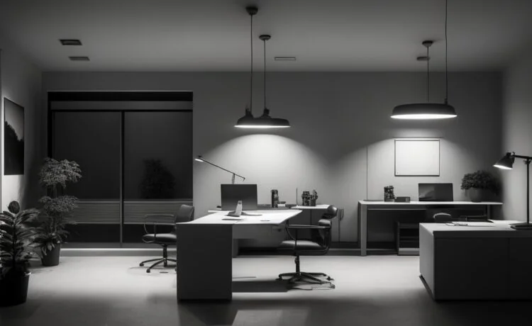Ein hell erleuchtetes, modernes Büro mit warmem Tageslicht, in dem eine nachdenkliche Person vor mehreren Bildschirmen sitzt, die komplexe Daten und schematische Weltmodelle darstellen, während natürliche Pflanzen und minimalistische Technologie den Raum freundlich und einladend gestalten.