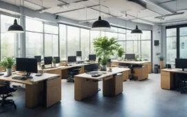 Ein warm beleuchtetes, modernes Büro mit mehreren Laptops und Bildschirmen, auf denen digitale Karten und Codes zu sehen sind, während fokussierte Fachleute in entspannter Atmosphäre angeregt zusammenarbeiten und so die globale Cybersicherheit und geopolitische Spannung atmosphärisch einfangen.