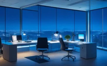 In einem hell erleuchteten, modernen Büro, das mit warmem Tageslicht durch große Fenster durchflutet wird, sitzen zwei führende Technologieexperten entspannt zusammen an einem Glas-Tisch, umgeben von Bildschirmen mit komplexen Datenvisualisierungen, während ihre freundlichen Blicke und lebendigen Gesten die Energie und Zuversicht einer zukunftsweisenden KI-Kooperation zwischen Google und Meta ausstrahlen.