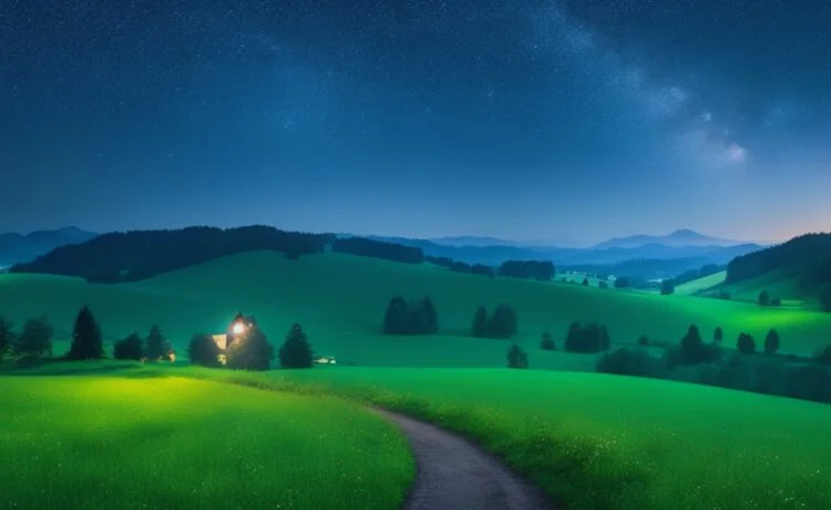 Ein strahlend sonnendurchflutetes Luftbild einer vielfältigen Landschaft aus Städten, grünen Wäldern und sanft glitzernden Flüssen, aufgenommen in natürlichem Licht mit scharfen Details, das die dynamische Verbindung von moderner Technologie und Umwelt zeigt und eine hoffnungsvolle, warmherzige Stimmung für die Zukunft intelligenter Erdbeobachtung vermittelt.