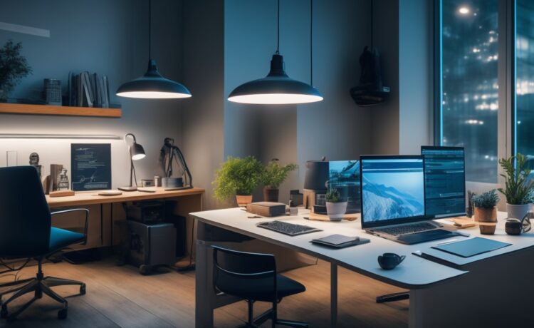 Ein strahlend heller, moderner Arbeitsplatz mit einem aufgeschlagenen Laptop, auf dessen Bildschirm komplexe Textzeilen und Datenmodelle erkennbar sind, umgeben von warmem Tageslicht, das eine freundliche, einladende Atmosphäre schafft und die faszinierende Verschmelzung von Technologie und menschlicher Zugänglichkeit lebendig widerspiegelt.