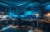 Ein hell erleuchtetes, modernes Arbeitszimmer mit einem konzentriert am Laptop arbeitenden jungen Hacker, umgeben von warmem Tageslicht und subtilen Details wie geöffneten Codefenstern auf dem Bildschirm und technischen Gadgets, das eine Atmosphäre von engagierter Entschlossenheit und stiller Heldenhaftigkeit ausstrahlt.