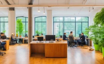 In einem hell erleuchteten, modernen Coworking-Space in Berlin sitzen vielfältige, engagierte Gründer:innen und Technikexpert:innen lebhaft im Gespräch, während durch große Fenster warmes Tageslicht auf innovative Computer, Hightech-Geräte und Pflanzen fällt, die gemeinsam eine lebendige Atmosphäre von Kreativität, Teamgeist und zukunftsweisender Deep-Tech-Innovation ausstrahlen.