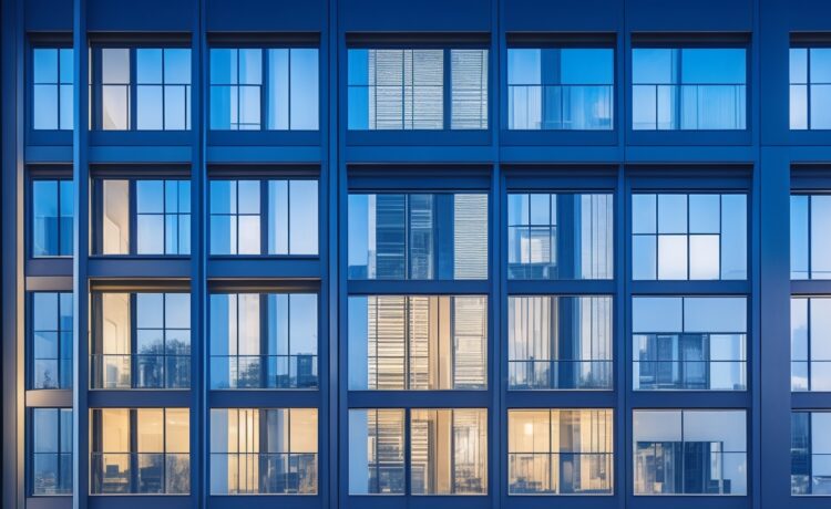 In einem lichtdurchfluteten, modernen Bürogebäude tauschen sich diverse Fachleute lebhaft über digitale Infrastrukturprojekte aus, während große Fenster warme Sonneneinstrahlung hereinlassen und im Hintergrund schemenhaft Serverracks und Netzwerkkomponenten zu erkennen sind – eine harmonische Verbindung von Mensch, Technologie und Zukunftsvision.