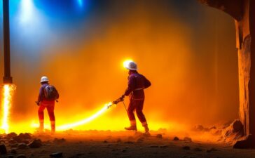 In einem hell erleuchteten Labor strahlt eine nah aufgenommene, kristallklare Brennstoffkapsel mit fein strukturierter Oberfläche warmes Licht aus, während Forscher im Hintergrund konzentriert und hoffnungsvoll an modernster Laserfusionstechnologie arbeiten – ein Symbol für den Durchbruch in der sauberen Energiezukunft.