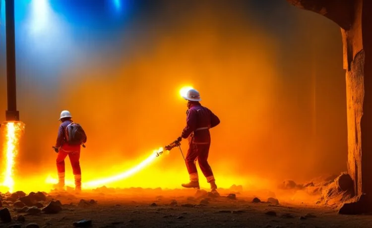 In einem hell erleuchteten Labor strahlt eine nah aufgenommene, kristallklare Brennstoffkapsel mit fein strukturierter Oberfläche warmes Licht aus, während Forscher im Hintergrund konzentriert und hoffnungsvoll an modernster Laserfusionstechnologie arbeiten – ein Symbol für den Durchbruch in der sauberen Energiezukunft.