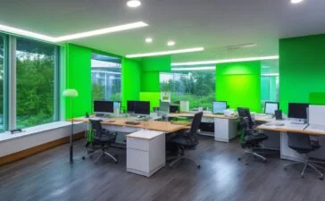 Ein lichtdurchflutetes modernes Büro mit einem lächelnden Entwickler vor einem Apple-Computer, der konzentriert an der Integration von Siri und Googles Gemini-KI arbeitet, umgeben von warmen Holztönen und dezentem Grün für eine einladende, zukunftsoptimistische Atmosphäre.