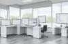 In einem modernen, lichtdurchfluteten Büro sitzt eine junge IT-Sicherheitsexpertin mit konzentriertem, aber zuversichtlichem Blick vor mehreren Bildschirmen, die komplexe Quantencomputing-Diagramme und digitale Datenströme in sanften Blautönen anzeigen, während warme Sonnenstrahlen durch ein großes Fenster fallen und die Szene mit einem freundlichen, technologisch inspirierten Ambiente erfüllen.