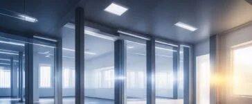 Ein sonnendurchflutetes Kontrollzentrum mit fokussierten Forschern vor leuchtenden Bildschirmen, die in Echtzeit astrophysikalische Daten auswerten, während warme Lichtstrahlen durch große Fenster auf moderne Technik und eine stilvolle NASA-IBM-Kooperation verweisen.