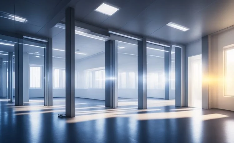 Ein sonnendurchflutetes Kontrollzentrum mit fokussierten Forschern vor leuchtenden Bildschirmen, die in Echtzeit astrophysikalische Daten auswerten, während warme Lichtstrahlen durch große Fenster auf moderne Technik und eine stilvolle NASA-IBM-Kooperation verweisen.