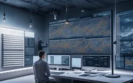 Ein hell erleuchteter, moderner Arbeitsplatz mit einem lächelnden Data Scientist vor mehreren Bildschirmen, die farbenfrohe Diagramme und komplexe Algorithmen in natürlichem Tageslicht zeigen, vermittelt auf warme Weise die Faszination und Vielfalt des maschinellen Lernens.