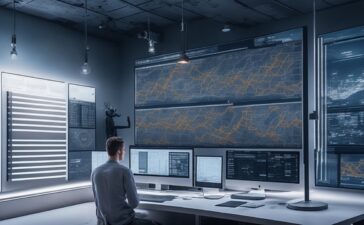 Ein hell erleuchteter, moderner Arbeitsplatz mit einem lächelnden Data Scientist vor mehreren Bildschirmen, die farbenfrohe Diagramme und komplexe Algorithmen in natürlichem Tageslicht zeigen, vermittelt auf warme Weise die Faszination und Vielfalt des maschinellen Lernens.