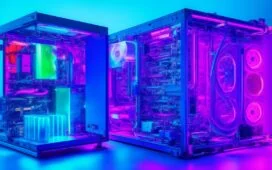 In einem hell erleuchteten, modernen Rechenzentrum strahlt ein Ingenieur lächelnd vor glänzenden, hochpräzisen Liquid-Cooling-Komponenten, während warmer Tageslichteinfall sanft die technische Innovation und nachhaltige Zukunft der Flüssigkeitskühlung betont.