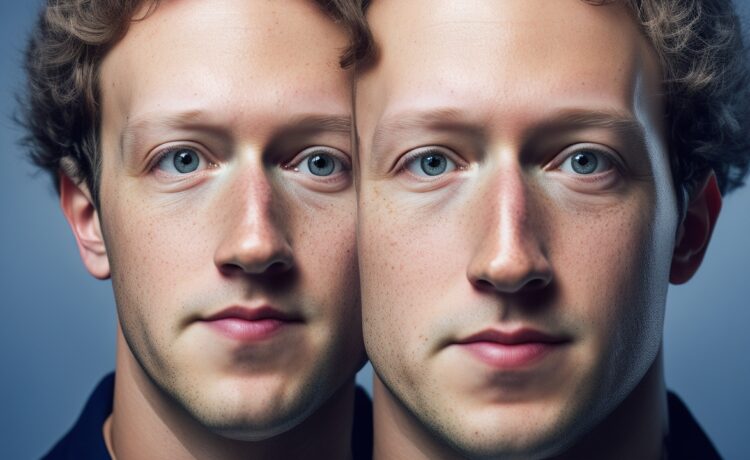 Ein freundliches, natürlich beleuchtetes Portrait von Mark Zuckerberg, der mit einem leichten Lächeln eine moderne, futuristische Smart-Brille trägt, umgeben von warmem Tageslicht und subtilen Hightech-Details, die eine optimistische Vision von KI-gestützter Wearable-Technologie vermitteln.