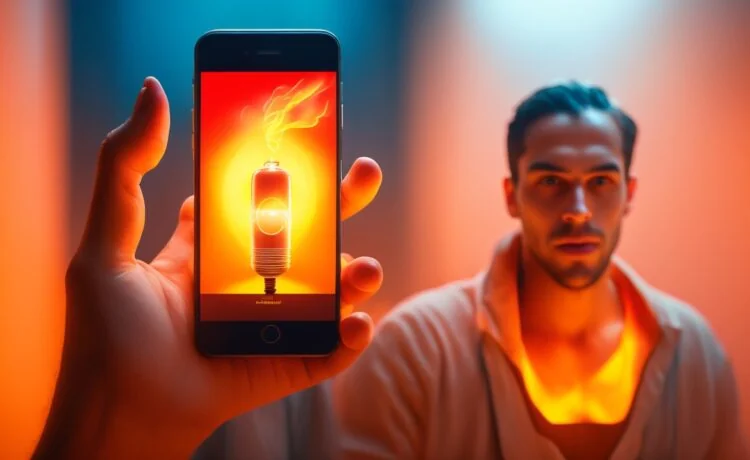 In einem hell erleuchteten, modernen Kreativstudio sitzt eine junge Designerin mit einem Smartphone in der Hand und lächelt konzentriert, während natürliches Tageslicht sanft ihre Umgebung mit warmen Farbtönen durchflutet und High-Tech-Elemente subtil das Zusammenspiel von Mensch und intelligenter Bildbearbeitung symbolisieren.