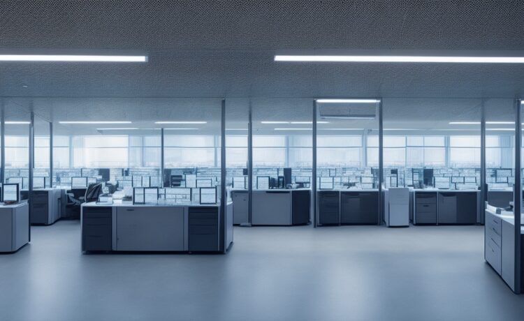 Ein hell erleuchtetes, modernes Entwicklerbüro mit warmem Tageslicht, in dem konzentrierte Programmierende um einen großen Bildschirm versammelt sind, auf dem klar strukturierte Code-Dictionaries zu sehen sind – eine Atmosphäre voller Fokus, Zusammenarbeit und technischer Innovation.