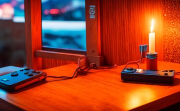 Ein warm beleuchtetes, scharf fokussiertes Foto einer modernen Nintendo Switch 2, die auf einem hellen Holztisch liegt, umgeben von lächelnden Menschen verschiedener Generationen, die entspannt gemeinsam spielen und die neue Hybridkonsole in natürlichem Tageslicht genießen.