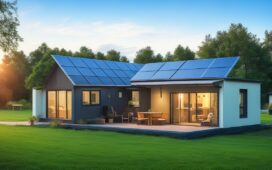 Eine strahlend helle Aufnahme einer modernen, modular angelegten Oasenstadt in der Wüstenlandschaft der VAE, bei warmem, natürlichem Sonnenlicht, das nachhaltige Solarpaneele auf eleganten, weißen Fassaden und begrünte Dächer mit urbaner Landwirtschaft sanft zum Leuchten bringt, während smarte, autofreie Verkehrswege und schattenspendende Passivkühlelemente eine einladend lebenswerte Atmosphäre schaffen und den innovativen Geist einer Zukunftsstadt zwischen Hightech und Natur harmonisch verkörpern.