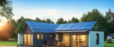 Eine strahlend helle Aufnahme einer modernen, modular angelegten Oasenstadt in der Wüstenlandschaft der VAE, bei warmem, natürlichem Sonnenlicht, das nachhaltige Solarpaneele auf eleganten, weißen Fassaden und begrünte Dächer mit urbaner Landwirtschaft sanft zum Leuchten bringt, während smarte, autofreie Verkehrswege und schattenspendende Passivkühlelemente eine einladend lebenswerte Atmosphäre schaffen und den innovativen Geist einer Zukunftsstadt zwischen Hightech und Natur harmonisch verkörpern.